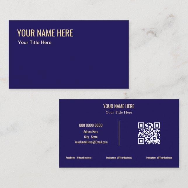Classic Deep Purple Gold Business Card (Front/Back)