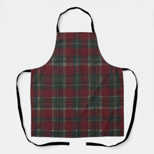 Classic Deep Red and Forest Green Tartan Plaid  Apron