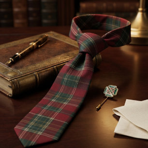 Classic Deep Red and Forest Green Tartan Plaid Tie