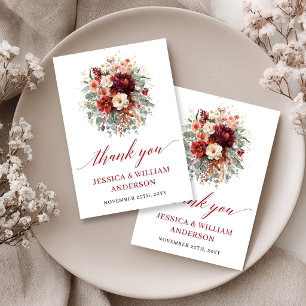 Classic Deep Red Autumn Thank You Card Design