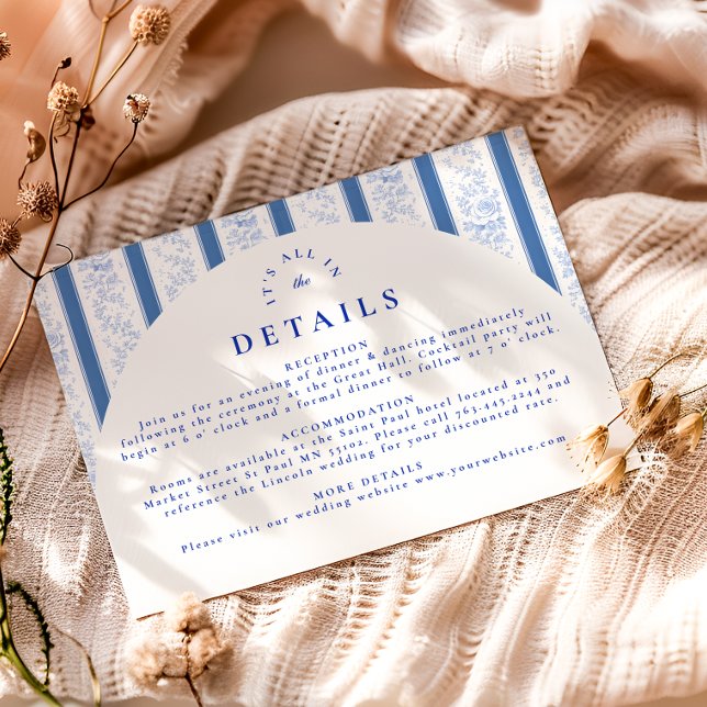 Classic Delft Blue Porcelain Wedding Enclosure Card (Creator Uploaded)