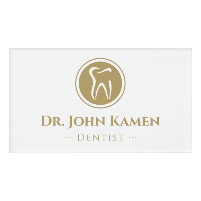 Classic Dentist Gold Name Tag (Front)