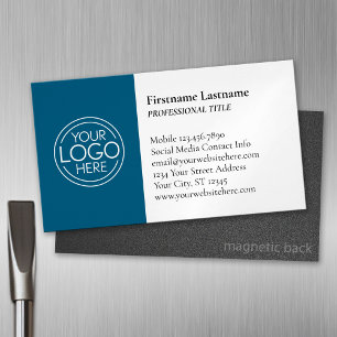 Classic Design with Logo and Contact Info - Blue Magnetic Business Card