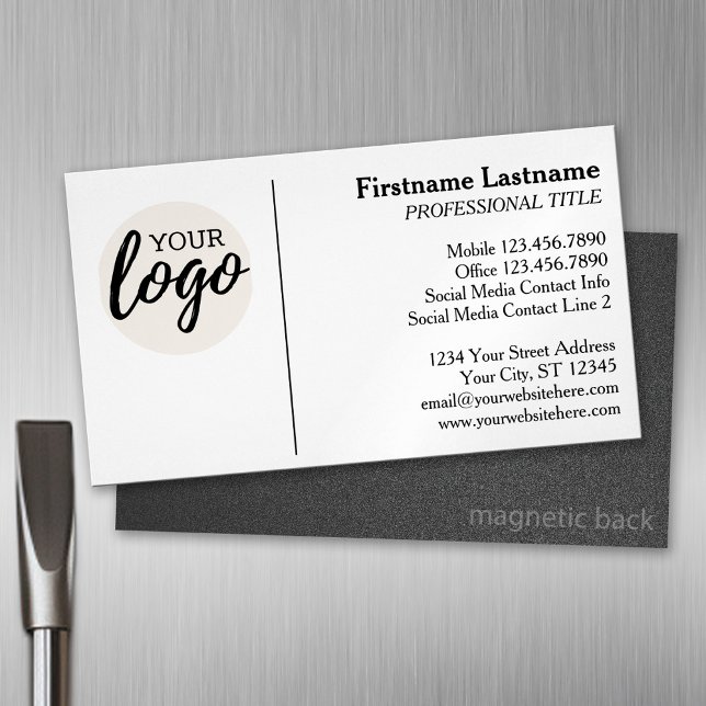 Classic Design with Logo and Contact Info Magnetic Business Card (Custom Business Card Magnet)
