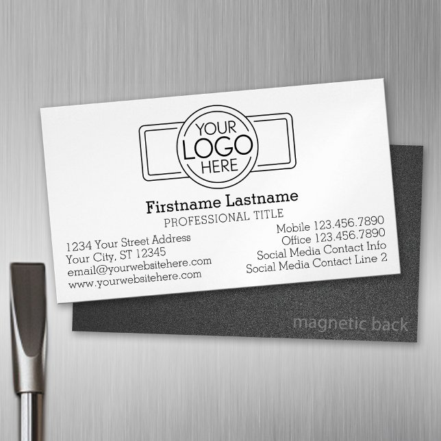 Classic Design with Logo and Contact Info Magnetic Business Card (Custom Business Card Magnet)