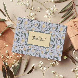 Classic Design Yellow and Green Botanical Pattern Thank You Card