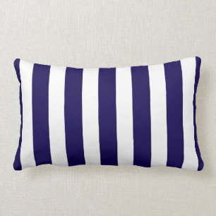 Classic Designer Stripes in Cobalt Blue and White Lumbar Cushion