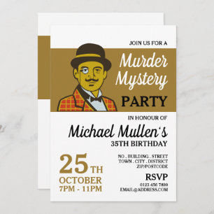 Classic Detective, Murder Mystery Birthday Party Invitation