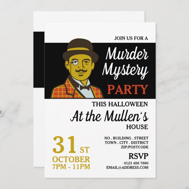 Classic Detective, Murder Mystery Halloween Party Invitation (Front/Back)