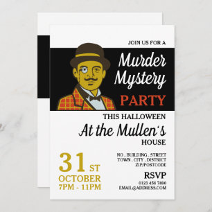 Classic Detective, Murder Mystery Halloween Party Invitation