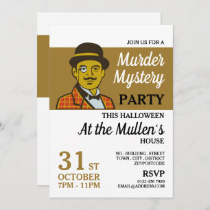 Classic Detective, Murder Mystery Halloween Party Invitation