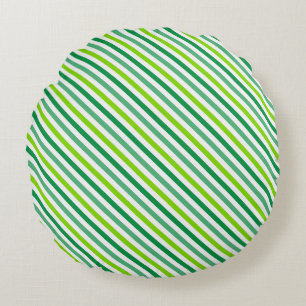 Classic Diagonal Candy Stripe Seamless Pattern Round Cushion