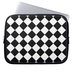 Classic Diamond Black and White Checkers Laptop Sleeve