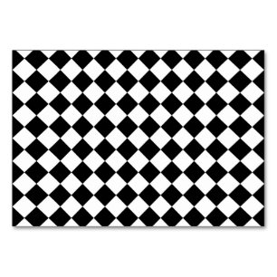 Classic Diamond Black and White Checkers Table Number