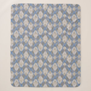 Classic diamond shaped grey beige sherpa blanket