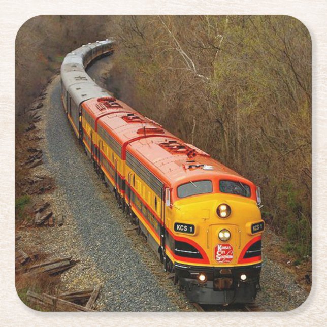 Classic Diesel Train Engine Square Paper Coaster (Front)