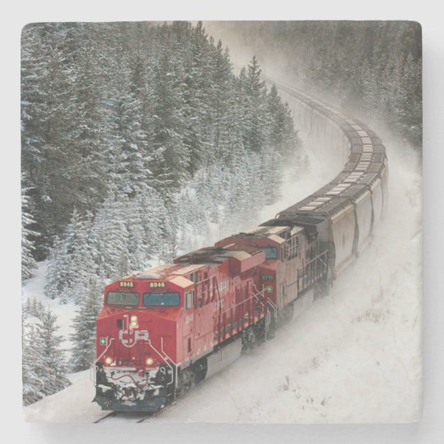 Classic Diesel Train Engine Stone Coaster (Front)