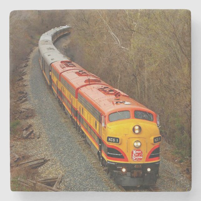 Classic Diesel Train Engine Stone Coaster (Front)
