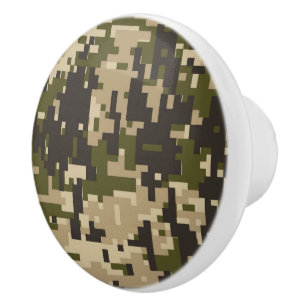 Classic Digital Camo Camouflage Customisable Ceramic Knob