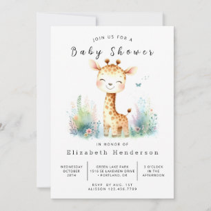 Classic Digital Giraffe Baby Shower Invitation