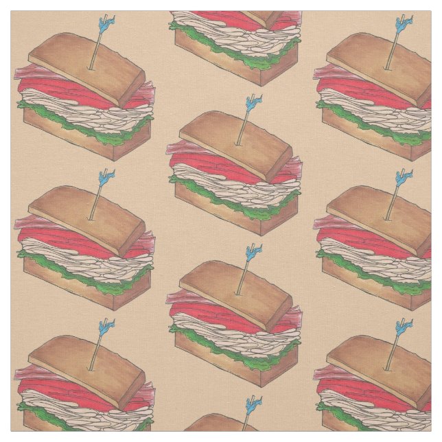 Classic Diner Club Sandwiches Turkey Sandwich Food Fabric (Swatch)