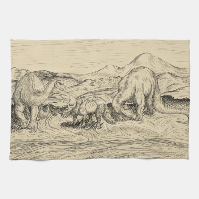 Classic Dinosaurs Tea Towel (Horizontal)