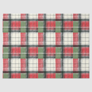 Classic distressed green and red plaid tissue paper