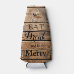 Classic distressed rustic barn wood honeybee bottle cooler