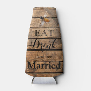 Classic distressed rustic barn wood honeybee bottle cooler