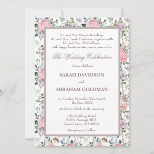 Classic Divorced Parents Roses Wedding Invitations