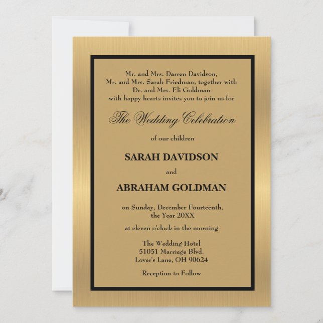 Classic Divorced Parents Wedding Invitations (Front)