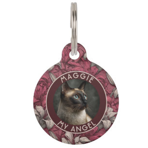 Classic Dog Lover Present Lilies Pattern Pet Tag