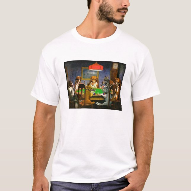 Classic Dogs Playing Poker Picture on Tee (Front)