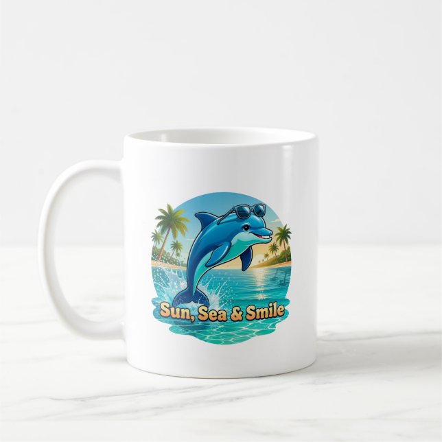 Classic Dolphin Tropical Mug – Sun, Sea & Smile  (Left)