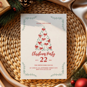classic doodle christmas tree party invitation