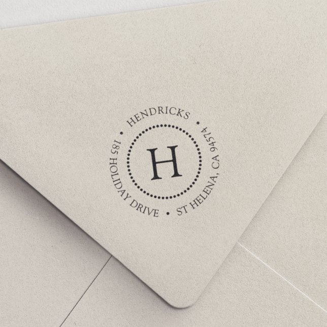 Classic Dot Circle Monogram Return Address Self-inking Stamp (Creator Uploaded)