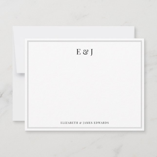 Classic Double Border Elegant Couple Monogram Card (Front)