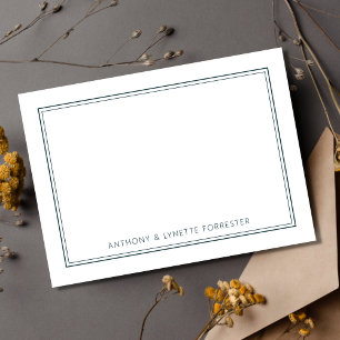 Classic Double Border Peacock Green Card