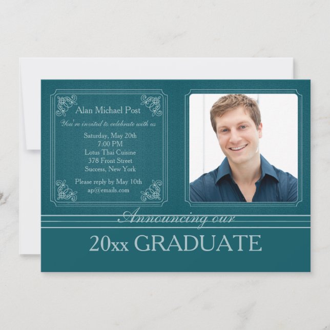 Classic Double Frame Graduation Photo Invitation (Front)