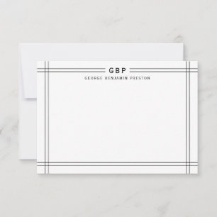 Classic Double Line Border Monogram Card