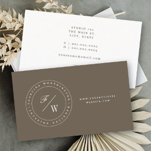 Classic Double Monogram Circle Stamp Minimalist Business Card