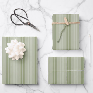 Classic Double Stripe Pattern in Sage Green Wrapping Paper Sheet