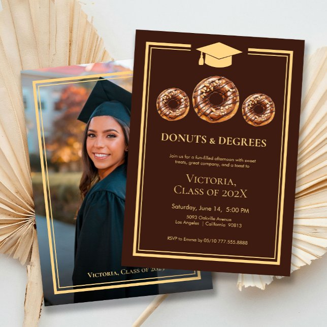 Classic Doughnuts and Degree Photo Graduation Invitation (Creator Uploaded)