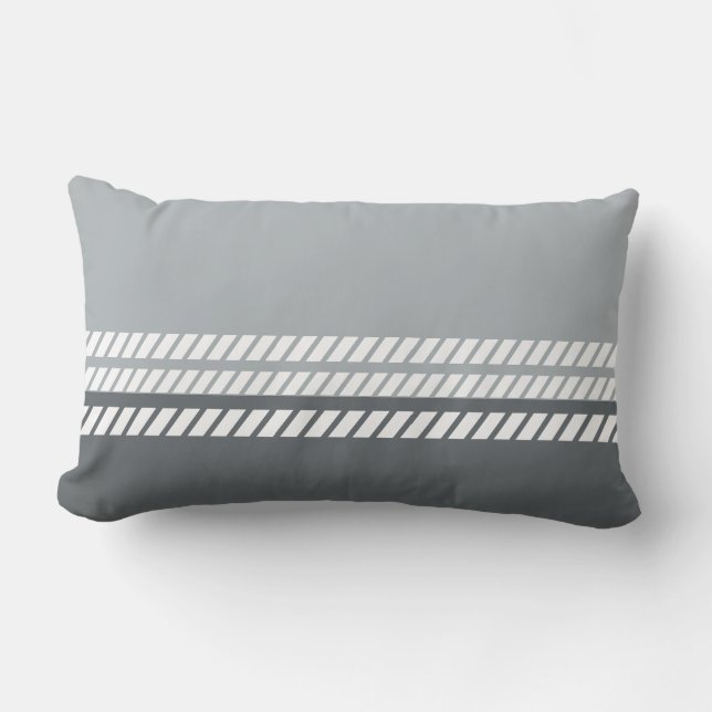 Classic Dove Grey & Dark Grey with Stripes  Lumbar Cushion (Front)