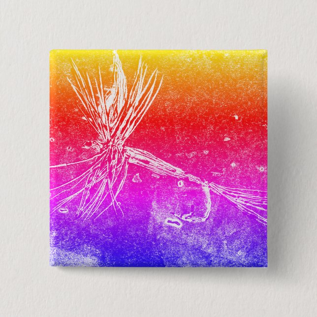 Classic dry fly pattern for trout and bass fishing 15 cm square badge (Front)