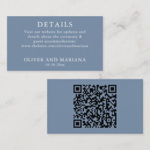 Classic Dusty Blue Details QR Code Wedding Enclosure Card