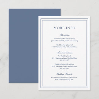 Classic Dusty Blue Elegant Wedding Enclosure Card