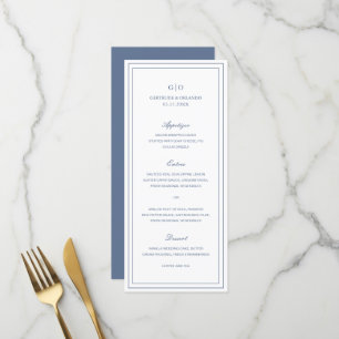 Classic Dusty Blue Elegant Wedding Menu