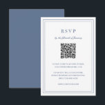 Classic Dusty Blue Elegant Wedding RSVP Card<br><div class="desc">Classic style dusty blue wedding RSVP Card featuring a simple and minimal design with an optional QR Code and details surrounded by a double border (if you prefer, you may remove the QR code in the design editing tool). The fonts alternate between and elegant script, a traditional serif and minimalist...</div>