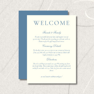 Classic Dusty Blue Minimalist Wedding Welcome Programme